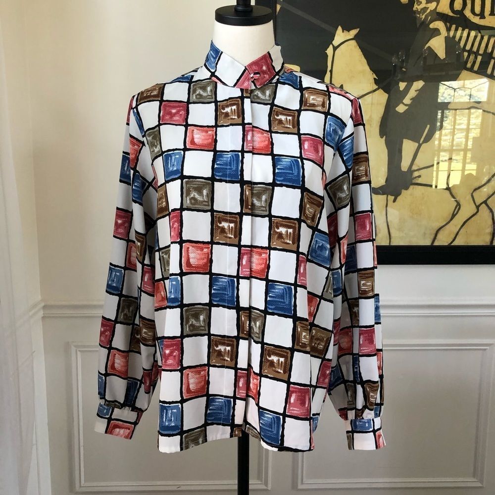 Vintage Yves St Clair Blouse Checkerboard 10